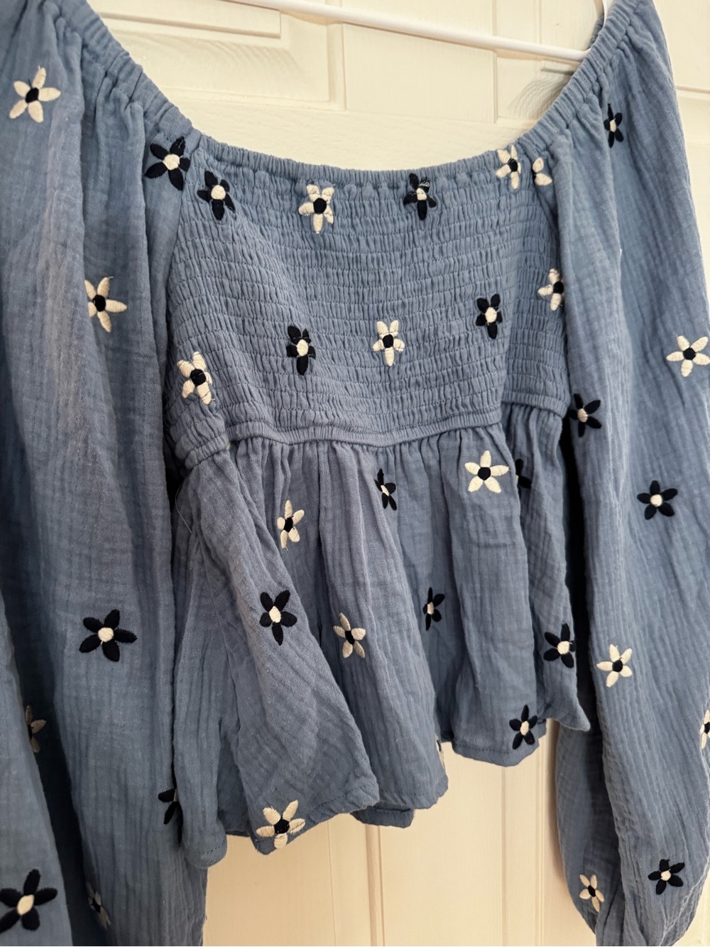 Altar'd State Sky Blue SquareNeck Embroidered Peasant Top babydoll size m - Picture 2 of 7